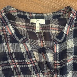 Joie plaid pattern 100% silk blouse